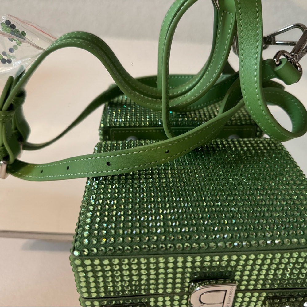 Brandon Blackwood Mini Kendrick Trunk Green  Peridot Crystal Bag - Picture 9 of 14